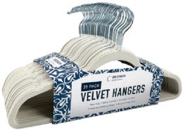 4 Packs 35 Pack Ivory Velvet Hanger - Hangers