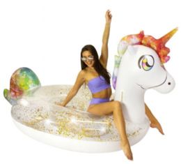 2 Pieces Gigantic 2 To 3 Person Glitter Unicorn Float - Inflatables