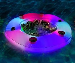 Illuminated Led Floating Bar With Ice Chest & 6 Drink Holders