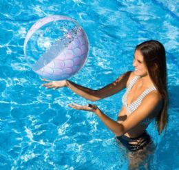 12 Pieces Mermaid Jumbo 13.75" Glitter Beach Ball - Inflatables