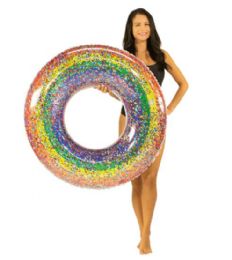 6 Pieces Classic Rainbow Glitter Pool Tube Large 42" - Inflatables
