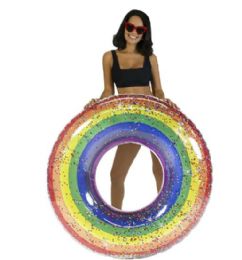 6 Pieces Classic Rainbow Glitter Pool Tube Jumbo 48" - - Inflatables