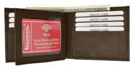 24 Wholesale Rfid Blocking Premium Soft Leather Men's Multi Card Compact Center Flip Bifold Wallet