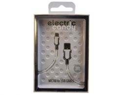 48 Bulk Electric Candy 3 Ft Micro Usb Cable In Silver And White