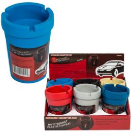 24 Wholesale Car Ashtray Butt Bucket W/removable Lid 6 Ast Clrs/6pc Pdq 3in Dia X 4.25in H Label