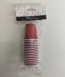 24 pieces Cups Mini 16ct 2oz Red W/white Lining Party Vert Pbh - Disposable Cups