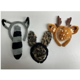 18 Wholesale Costume Set 2pc 3ast Styles Plush Headband/clip On Tail Hlwn Tie On Card
