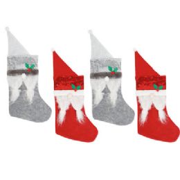 24 of Stocking Gnome 17in 2 Styles Girl Or Boy Each In 2 Colors W/sequins Cuff Xmas Jhook/ht