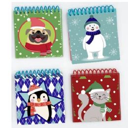 24 pieces Christmas Notebook 40-Sheet Wirebound 4ast Designs Xmas Headercard - Christmas Novelties