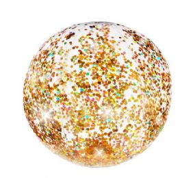 6 Bulk 13.75" Jumbo Beach Ball With Glitter - Gold Glitter
