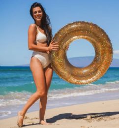 36" Beach & Pool Tube With Glitter - Gold Glitter - Inflatables