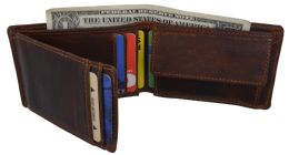 24 Pieces New Cazoro Rfid Premium Vintage Leather Small Slim Mens Bifold Wallet With Coin Pouch - Wallets & Handbags