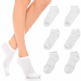 Yacht & Smith Women's Cotton White No Show Ankle Socks