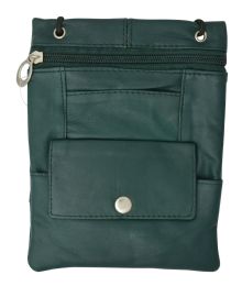 24 Bulk Genuine Leather Cross Body Bag With Front Button Pocket