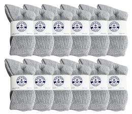 300 Wholesale Yacht & Smith Kids Cotton Terry Cushioned Crew Socks Gray Size 6-8