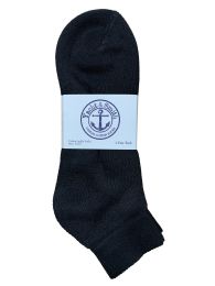 24 Bulk Yacht & Smith Men's Cotton Terry Cushion Athletic LoW-Cut Socks King Size 13-16 Black