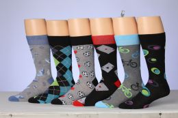 72 Wholesale Mens Patterned Dress Socks