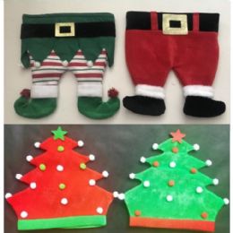24 of Christmas Hat Novelty 4ast 2 Tree/elf Legs/santa Hat Hangtag/jhook