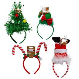 24 of Headband Christmas 4ast Plush Santa Legs/tinsel Tree/candycanes/elf Hat Jhook/ht/barbell