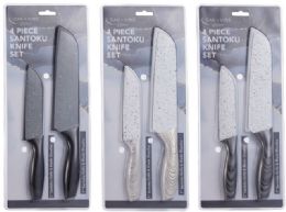 24 Packs 4 Piece Santoku Knife Set - Kitchen Knives
