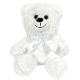 12 Pieces 7" Plush White Bear With Bow - Plush Toys