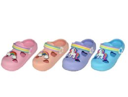 48 Pieces Toddlers Unicorn And Rainbows Clogs - Girls Slippers