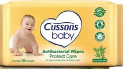 108 Wholesale Cussons Baby Wipes 50 Count Antibacterial Protect Care
