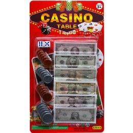72 of 24 Asst Bills & Coins Casino Night Money Set On Card