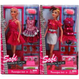 12 Wholesale 11.5" Bendable Sofi Doll W/xtra Outfit In Window Box, 2 Asst