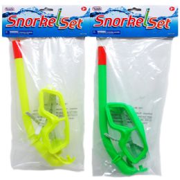 36 Bulk 12" Snorkel & Mask Set In Poly Bag W/header,  4assrt Clrs