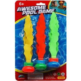 72 Bulk 3pc 6.25" Diving Pool Toy On Blister Card