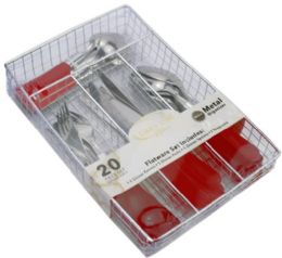 12 Bulk 20 Piece Cutlery Set In Metal Tray