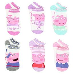 24 pieces 6pk 2-4t Peppa Pig Play Time Quarter C/p 24 - Girls Ankle Sock