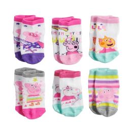 12 pieces 6pk 2-4t Peppa Pig Play Time Quarter C/p 12 - Girls Ankle Sock
