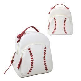 10 Bulk White W/red Baseball Backpack C/p 10