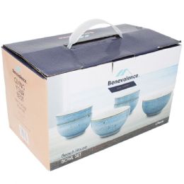 4 Wholesale 6pc Blue Stoneware Bowl Set C/p 4