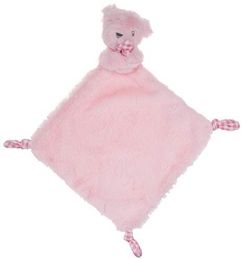 24 pieces 10"x10" Pink Bear W/check Baby Blanket With Rattle C/p 24 - Baby Accessories