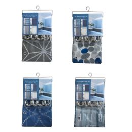 20 pieces 70" X 72" Printed Shower Curtain With 12 Metal Hooks, 4 Assorted Prints C/p 20 - Shower Curtain