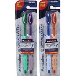 24 pieces 2pk Mentadent Advanced Toothbrush (med) C/p 24 - Toothbrushes and Toothpaste
