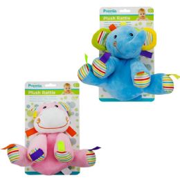 24 pieces Premia Large Plush Rattle Toy W/tags(elephant And Hippo C/p 24 - Baby Toys