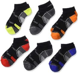 12 pieces Fol 6pk No Show Boys Socks Black Assorted C/p 12 - Boys Ankle Sock