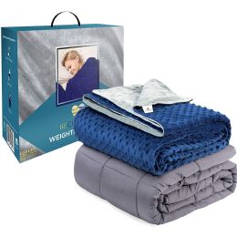 Wholesale 20lbs Queen Size Dark Gray Weighted Blanket With Navy/gray Duvet C/p 1