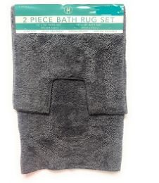12 Bulk 2pc Florence Charcoal Bath Mat Set C/p 12