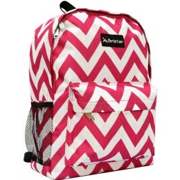 24 pieces Pink/white Chevron Print Backpack C/p 24 - Backpacks 18" or Larger