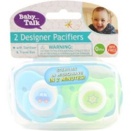 36 pieces Pacifier Set, 2pk Boy/girl 2 Asstd W/travel Box C/p 36 - Baby Accessories