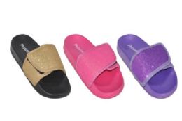 36 Pairs Girls Velcro Slide - Girls Sandals