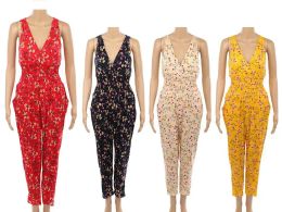 48 Bulk Womens Fashion Floral One Piece Romper In Assorted Color