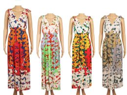 48 Bulk Womens Fashion Bright Print Dress In Assorted Color