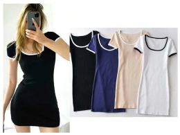 48 Bulk Womens Scoop Neck T-Shirt Dress In Assorted Color