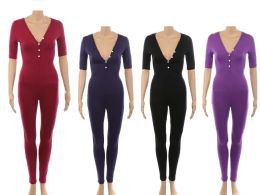 36 Bulk Womens One Piece Sleep Set In Assorted Color